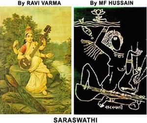 M F Husan Paintings Vs Raja Ravi Varma Paintings