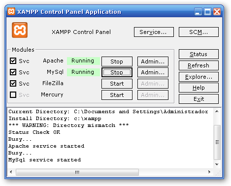 XAMPP first look after intalling