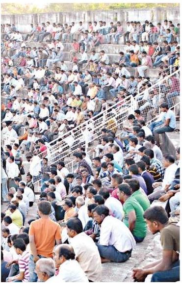 Spectators at the Rajarshri Shahu Stadium Kolhapur