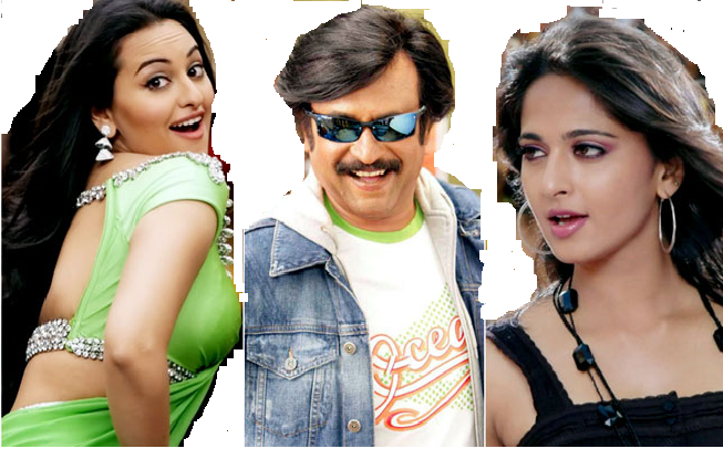 Rajini and <B>beautiful heroines</B> in Linga movie