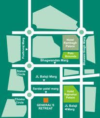 Location map for Albert Hall Museum, Jaipur