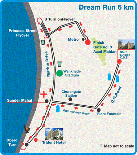 Dream run route in Mumbai marathon 2013